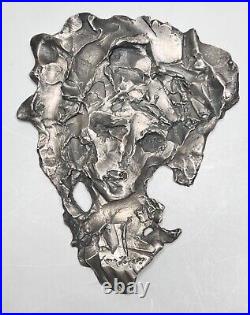 VTG Italian IPZS Silver 999 Art Sculpture Bullion Woman Face Wall Mask Signed