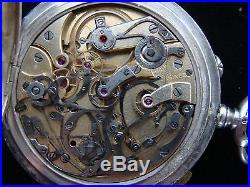 Vtg Super Rare Longines Rattrapante Split Seconds Solid Silver Niello Watch. 1913