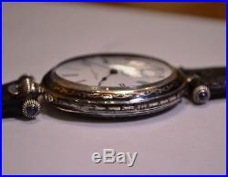 Vacheron Constantin antique men's wristwatch solid silver black enamel niello