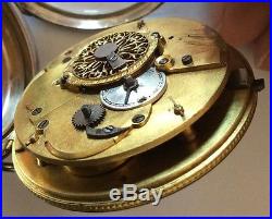 Verge/fusee alarm solid silver pocket watch circa 1840