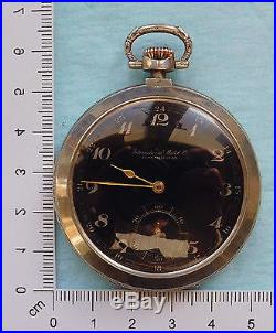 Very rare ART DECO solid silver IWC schaffhausen pocket watch. Black dial