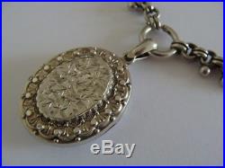 Victorian Antique 1893 solid silver locket and collar chain