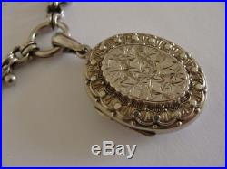Victorian Antique 1893 solid silver locket and collar chain