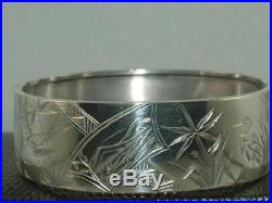 Victorian Circa 1880 Solid Silver Aesthetic Bangle Bracelet Sterling Nice