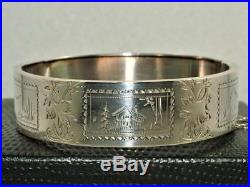 Victorian Circa 1880 Solid Silver Bangle Bracelet Sterling Excellent Condition