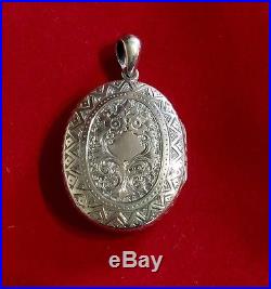 Victorian Large SOLID SILVER DOUBLE SIDED Reversible Engraved LOCKET Tested