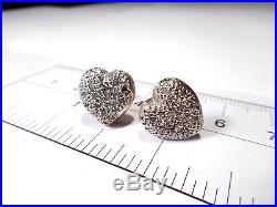 Victorian Solid Silver 9ct Gold Diamond Heart Earrings
