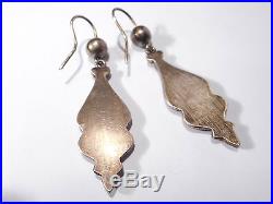 Victorian Solid Silver Agate Drop Earrings