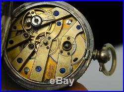 Vintage 1870s Multi Colored Fancy Dial Solid Silver. 935 Pocket Watch At 39 MM