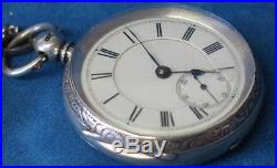 Vintage 1879 Solid Silver Fusseel Key Wind Pocket Watch