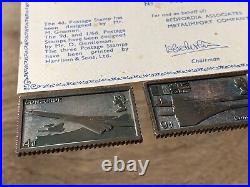 Vintage 1969 Concorde Solid Silver Postage Stamp Set With Certificate No Case