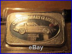 Vintage 1983 MAZDA RX-7 One Troy Ounce. 999 Solid Silver Art Bar Collectible
