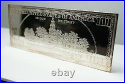 Vintage 1999 $100 Bill Proof. 999 Solid Fine Silver Washington Mint