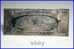 Vintage 1999 $10 Bill Proof. 999 Solid Fine Silver Washington Mint