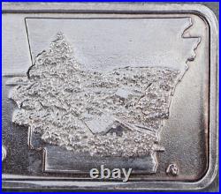 Vintage 1 Troy Ounce. 999 Silver Art Bar, ARKANSAS-25th State-1845-Hamilton Mint