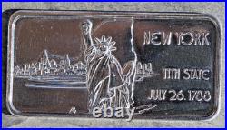Vintage 1 Troy Ounce. 999 Silver Art Bar, NEW YORK-11th State-1845-Hamilton Mint