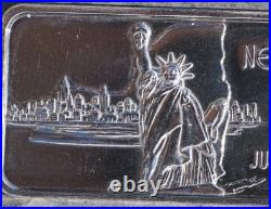 Vintage 1 Troy Ounce. 999 Silver Art Bar, NEW YORK-11th State-1845-Hamilton Mint