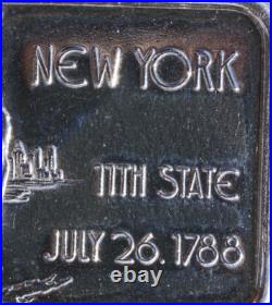 Vintage 1 Troy Ounce. 999 Silver Art Bar, NEW YORK-11th State-1845-Hamilton Mint