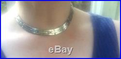 Vintage Articulated Solid Silver Choker Necklace. 125.1g. Sits Beautifully. Deco
