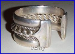 Vintage Bedouin Egyptian Siwa Solid Silver Heavy Cuff Bracelet 146 Grams
