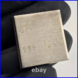 Vintage Crown Mint GR 3/4oz. 999 Silver Bar Square Ingot Extruded