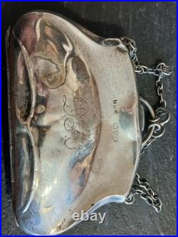Vintage Edwardian Sterling Silver coin Purse 58grms, William Hair Haseler