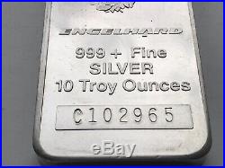 Vintage Engelhard 10 Oz Solid Silver Bar. 999
