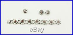 Vintage George Jensen Solid Silver And Coral Bracelet, Ring, Earrings, 1951
