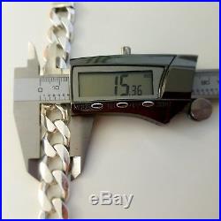 Vintage Italian Bold Solid Link Chain Bracelet solid 925 Silver 83.3gr