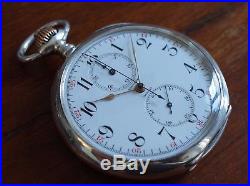 Vintage Longines pocket chronograph solid silver case amazing condition rare