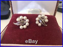 Vintage Mikimoto Pearl And Solid Silver Screw Back Earrings priced To Sell