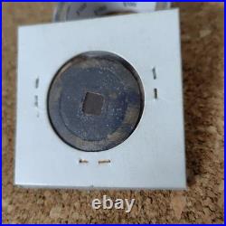 Vintage Old Coin Picture Coin Collector's Item Circular with Square Hole in Hold