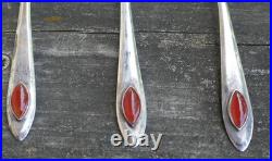 Vintage Set of 7 Chinese Export Sterling & Carnelian Soup / Bullion Spoon's
