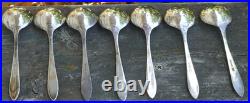 Vintage Set of 7 Chinese Export Sterling & Carnelian Soup / Bullion Spoon's