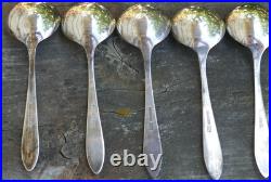 Vintage Set of 7 Chinese Export Sterling & Carnelian Soup / Bullion Spoon's