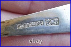 Vintage Set of 7 Chinese Export Sterling & Carnelian Soup / Bullion Spoon's