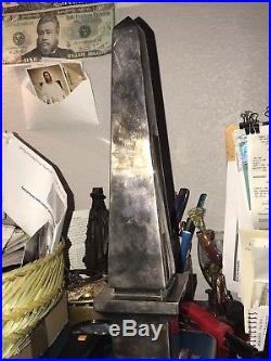 Vintage Solid Silver Obelisk. 925 1 Kilo+Signed David Orregel By Falcony Mazzetti