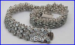 Vintage Solid Sterling Silver Aquamarine Bracelet