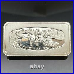 Vintage The Franklin Mint Christmas 1972 Solid Sterling Silver Bar 1000 Grains