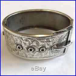 Vintage Victorian Style Solid Silver Buckle Style Bangle 1937 2.5cm Thick Kenart