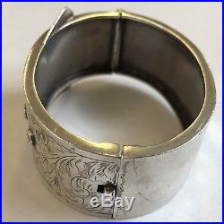 Vintage Victorian Style Solid Silver Buckle Style Bangle 1937 2.5cm Thick Kenart