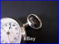 Vintage rare HEBDOMAS DAY DATE pocket watch solid silver open face mint cond