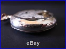 Vintage rare HEBDOMAS DAY DATE pocket watch solid silver open face mint cond