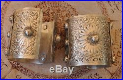 Vintage solid berber Bedouin silver bracelets Cuff PAIR