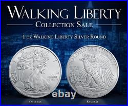Walking Liberty Uncirculated 1oz Troy. 999 Solid Silver BU Coin Round Eagle Coin