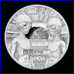 We'll Be Back Alien Solid Silver Round