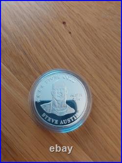 Wwe Wwf Solid Silver Proof Medals Coins The Rock Steve Austin Triple H Mankind