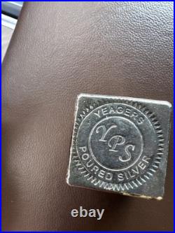 YEAGERS POURED SILVER 10 TROY oz. 999 YPS SQUARE CUBE DICE SIZE SILVER BAR