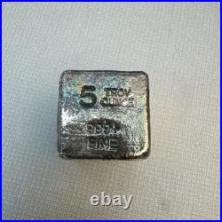 YEAGERS POURED SILVER 5 TROY oz. 999 YPS SQUARE CUBE DICE SIZE SILVER BAR