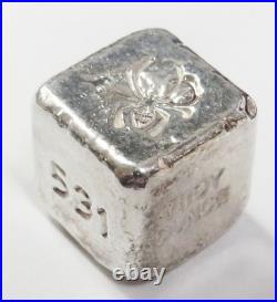 YEAGERS SPIDER 1oz TROY. 999 SILVER POURED SILVER YPS SQUARE CUBE DICE SIZE BAR